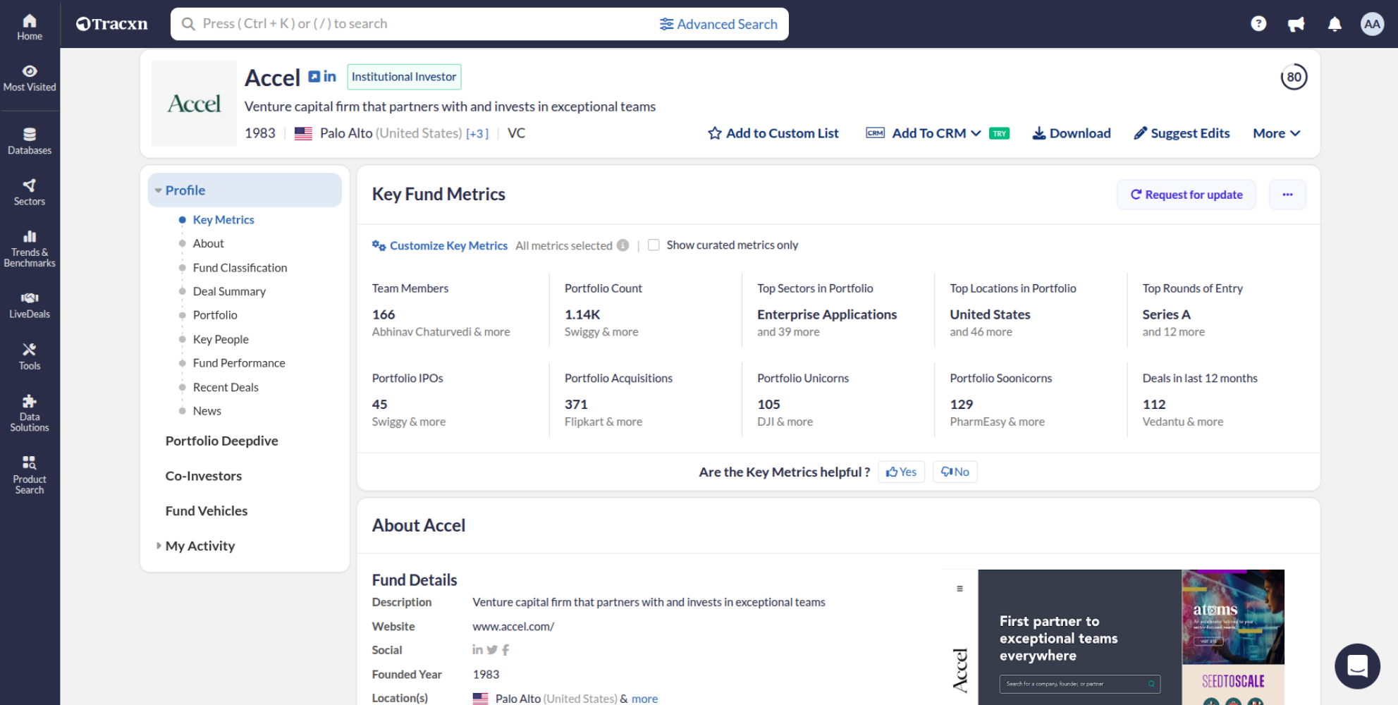 A company profile page for Stripe. It provides a brief description of the company's payment processing services, key contact information, and a list of achievements and subsidiaries.